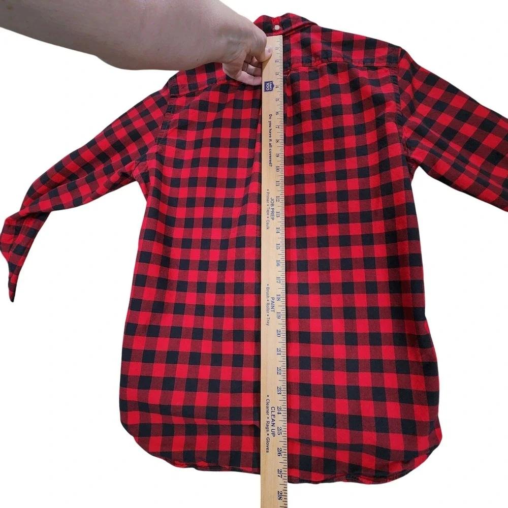 J Crew Oxford Button Down Shirt sz XS Men Buffalo Plaid Red Black‎ Cotton 36x27
